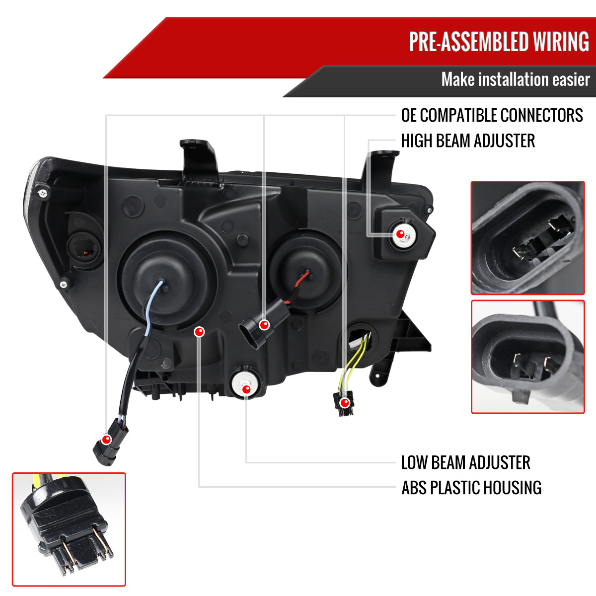 2007-2013 Toyota Tundra/ 2008-2017 Sequoia Switchback Sequential LED C-Bar Projector Headlights (Black Housing/Smoked Lens)