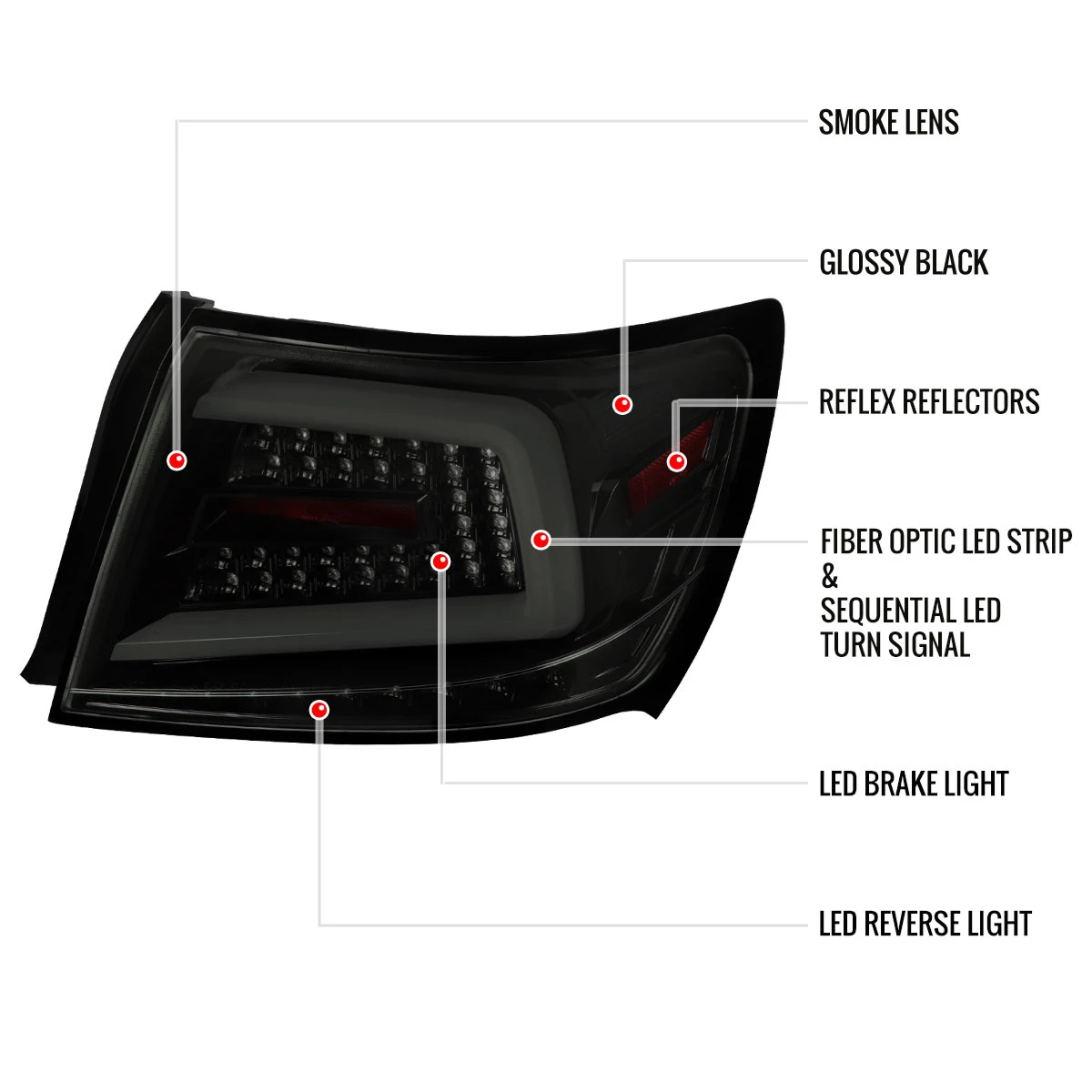 2008-2014 Subaru Impreza WRX/STI LED Sequential Turn Signal Tail Lights (Glossy Black Housing/Smoked Lens)