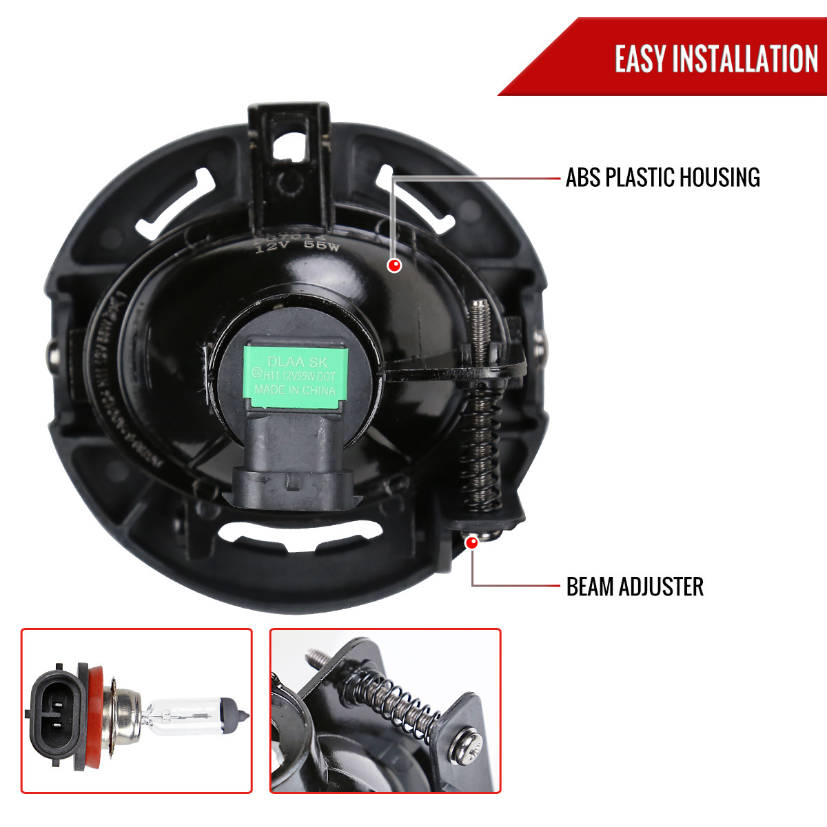 2015-2020 Dodge Charger H11 Projector Fog Lights Kit (Clear Lens)