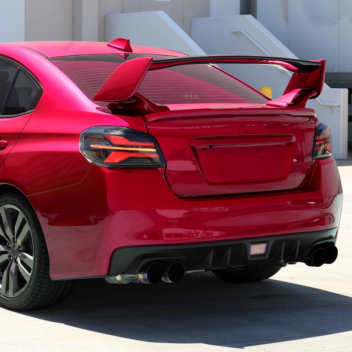 2015-2021 Subaru WRX STi Tail Light w/ Sequential Turn Signal LED Strip and LED Side Marker Brake Reverse (Matte Black Housing / Smoked Lens)