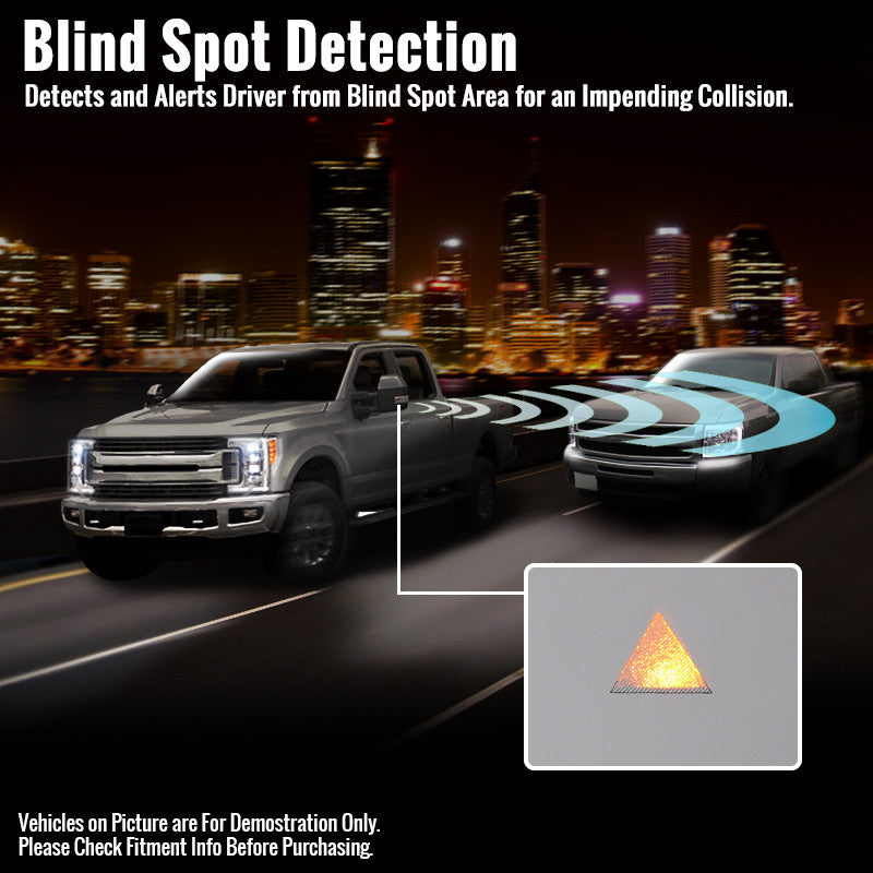 2017-2019 Ford F-250/F-350/F-450/F-550 Power Adjustable, Heated, BSM, ATS, & Manual Extendable Towing Mirrors w/ Smoked Lens LED Turn Signal, Clearance, & Auxiliary Lights