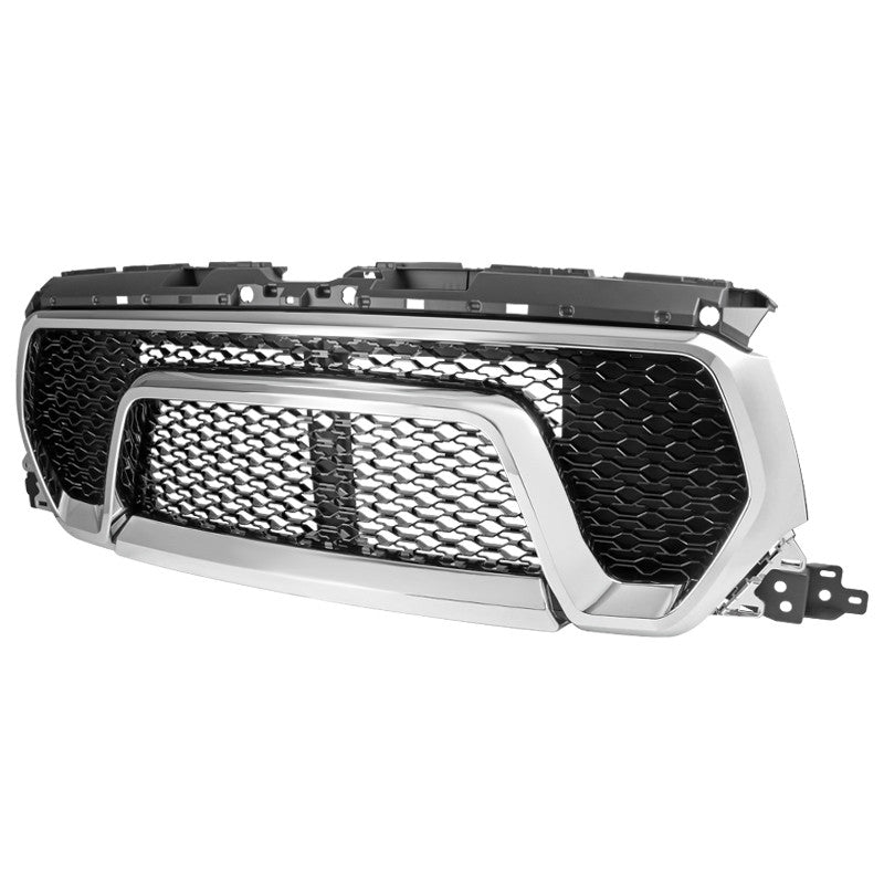 2019-2020 Dodge RAM 1500 Glossy Black ABS Chrome Trim Rebel Style Mesh Grille