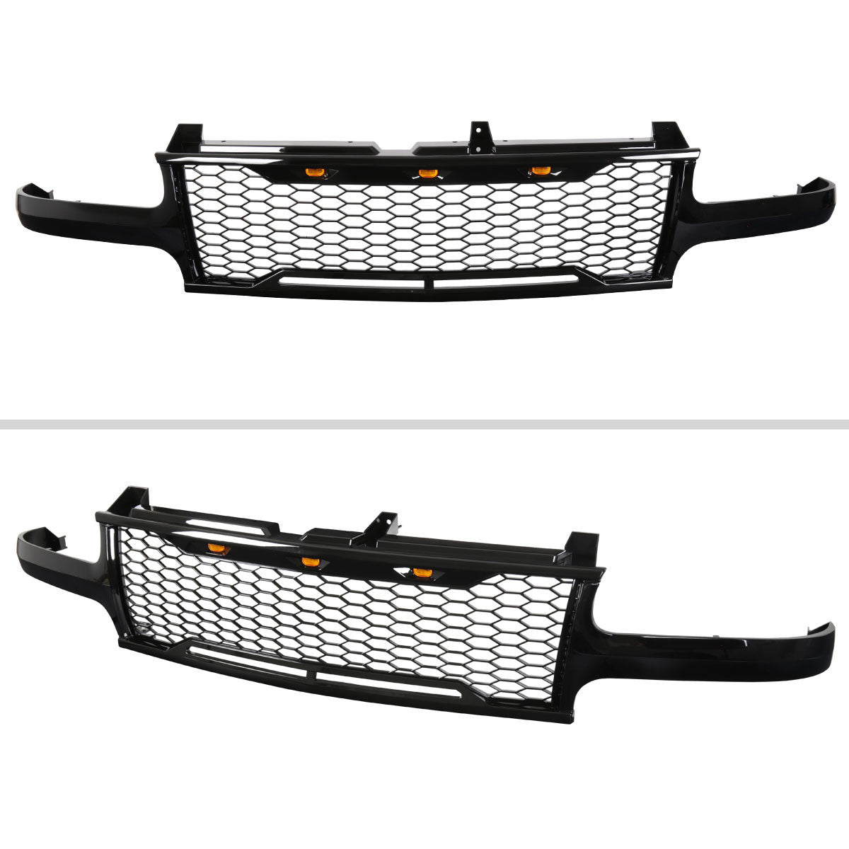 1999-2002 Chevrolet Silverado 1500/2000-2006 Tahoe/Suburban Glossy Black Mesh Grille w/ LED Lights