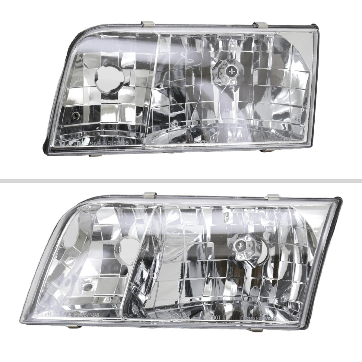 1998-2011 Ford Crown Victoria Factory Style Headlights (Chrome Housing/Clear Lens)