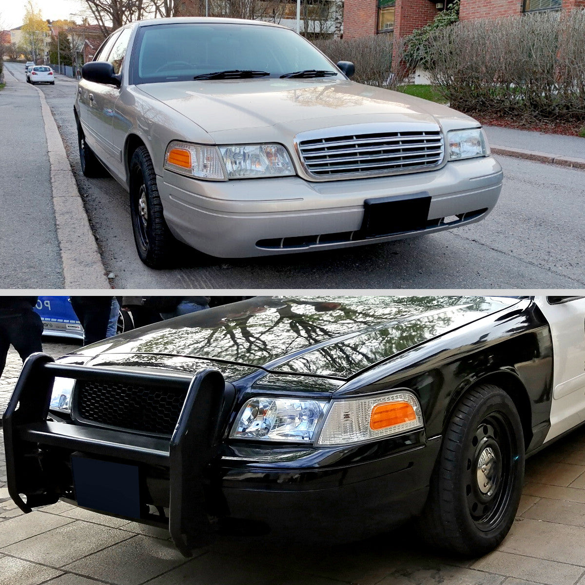 1998-2011 Ford Crown Victoria Factory Style Headlights (Chrome Housing/Clear Lens)