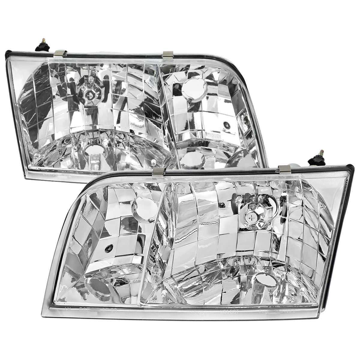 1998-2011 Ford Crown Victoria Factory Style Headlights (Chrome Housing/Clear Lens)