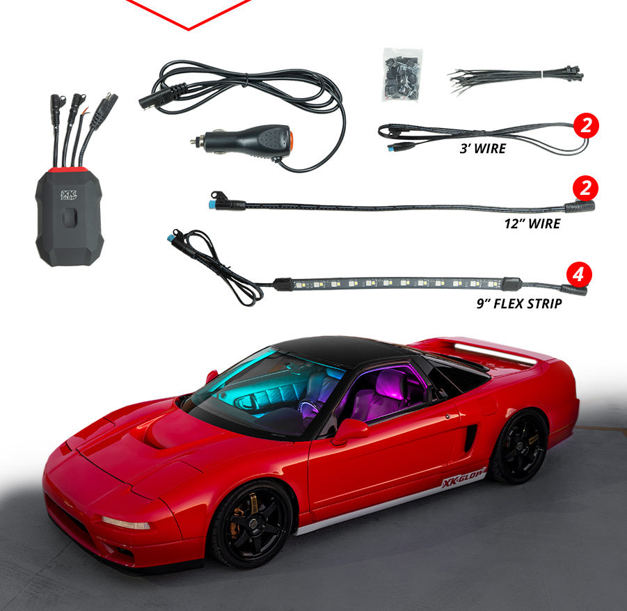 XKmax LED Underglow Light Kit with RGBW Color Chasing | App-controlled