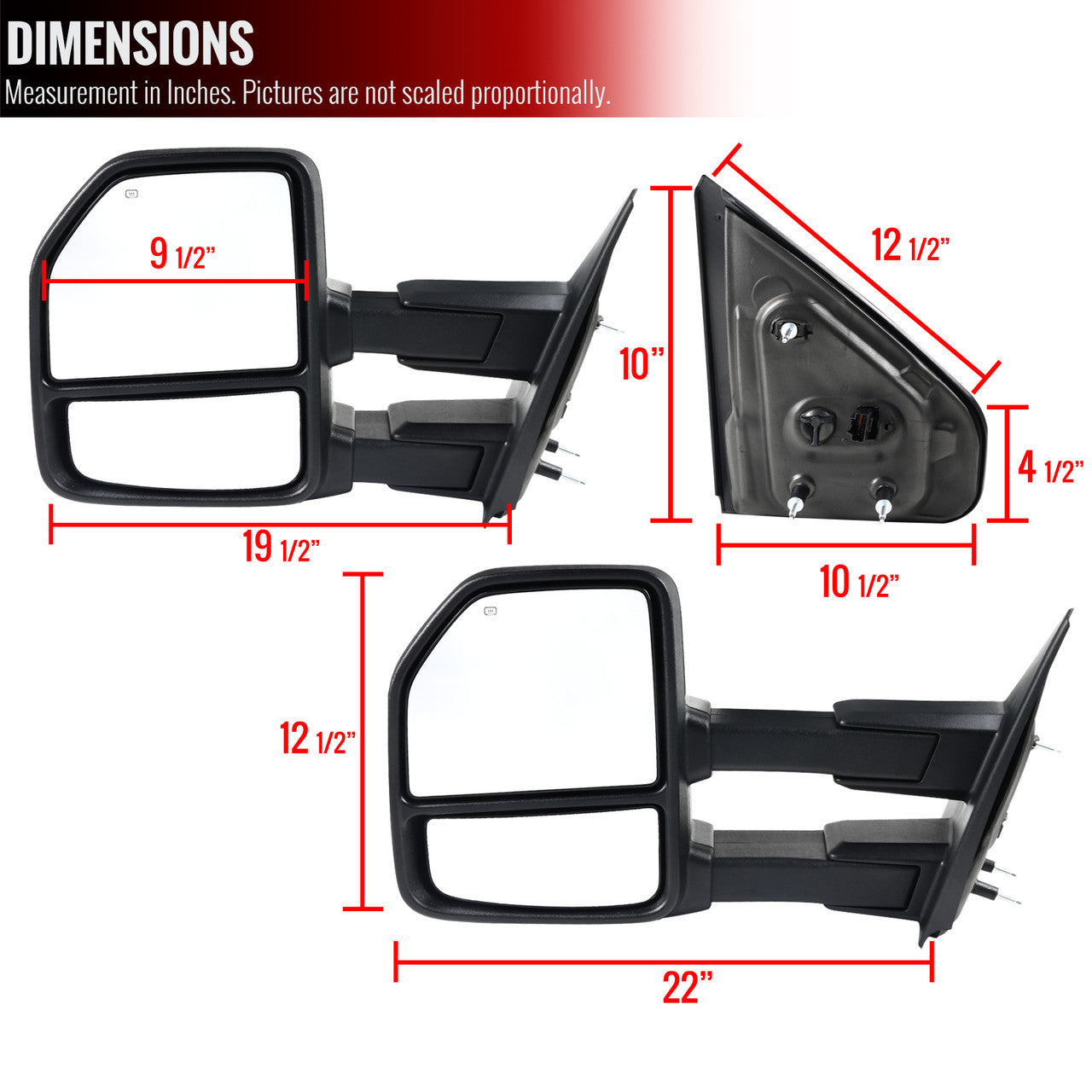 2007-2014 Ford F-150 Power Adjustable, Heated, & Manual Extendable Towing Mirrors w/ Smoked Lens LED Turn Signal & Puddle Lights