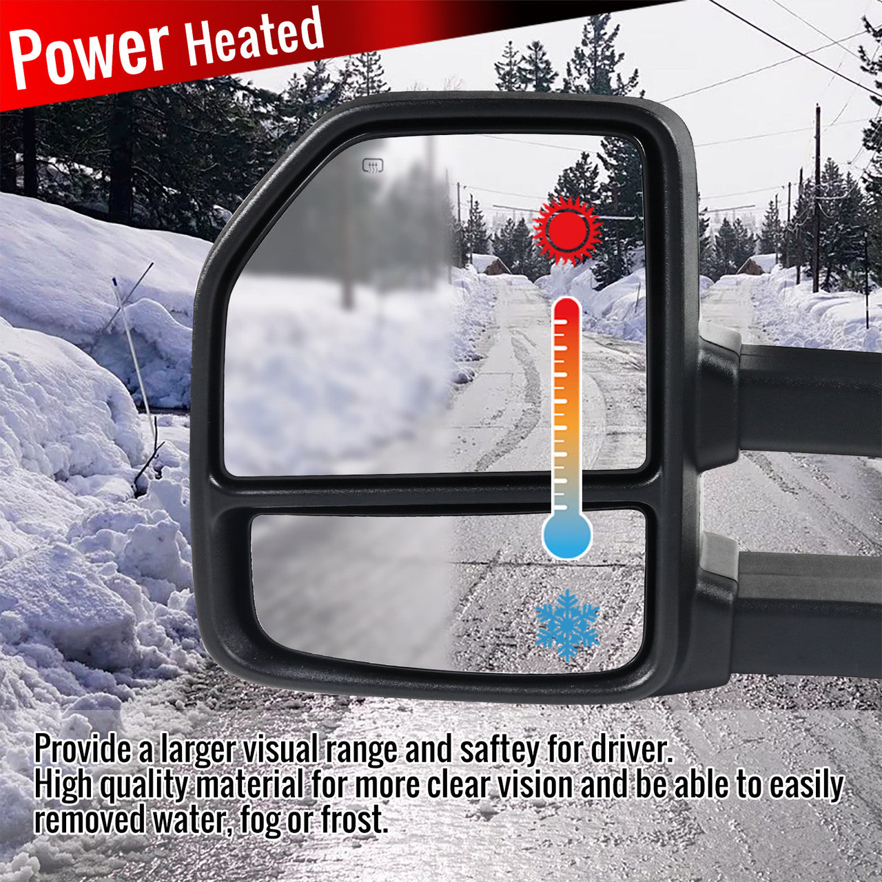 2007-2014 Ford F-150 Power Adjustable, Heated, & Manual Extendable Towing Mirrors w/ Clear Lens LED Turn Signal & Puddle Lights