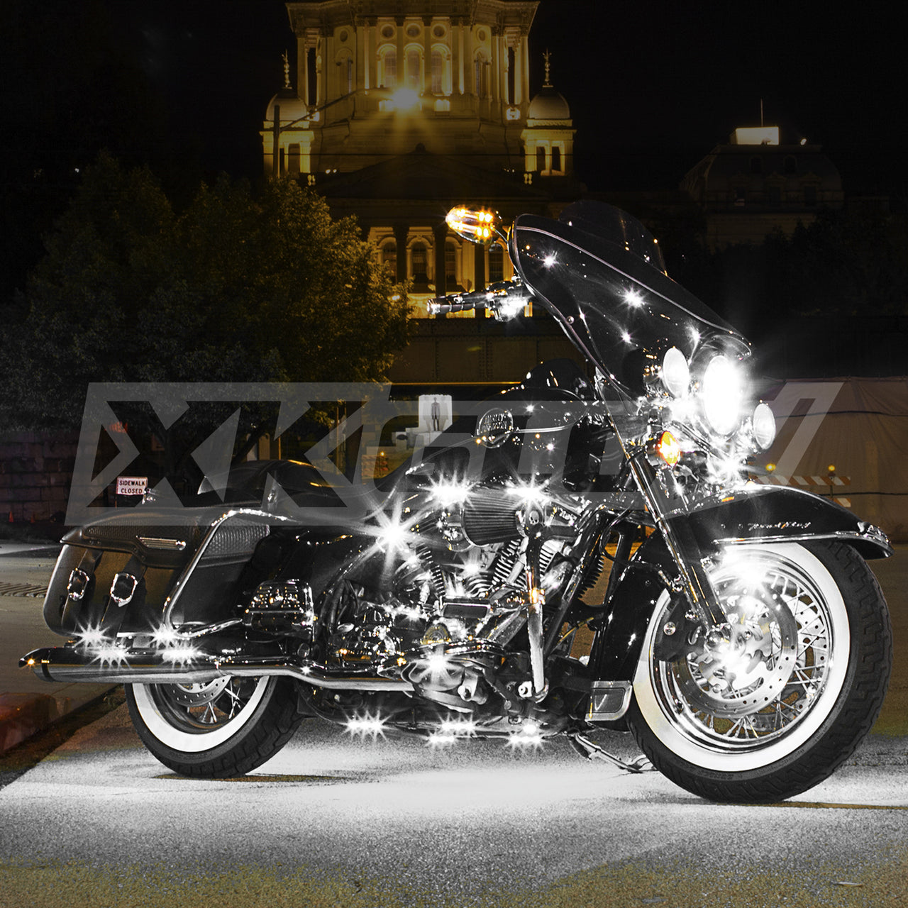8 Pod 2 Strips Single Color Motorcycle ATV Snowmobile LED Underglow Kit - XK GLOW