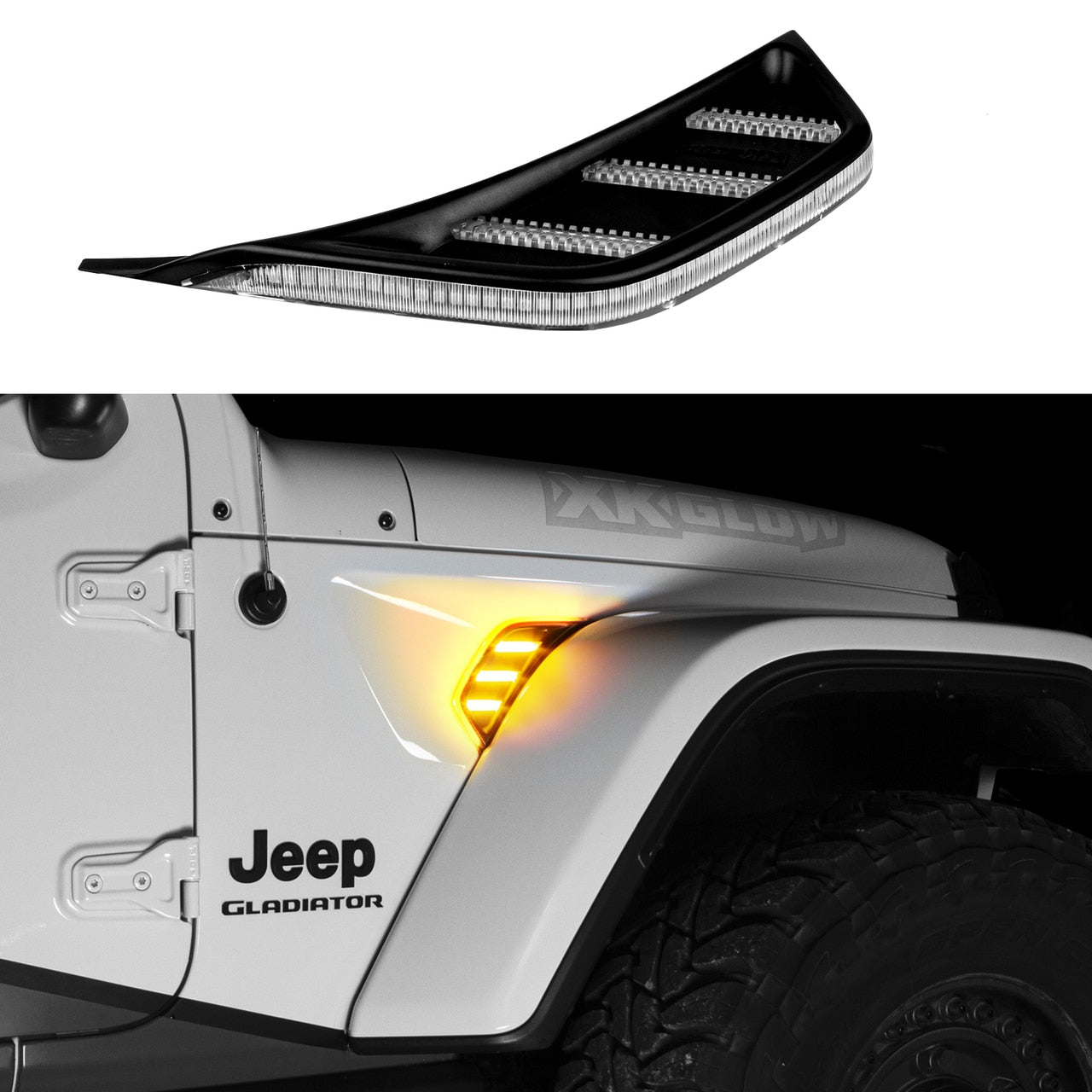 XKGlow Amber Jeep JL & JT Fender Vent Turn Signal & Running Light